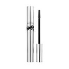 YSL Lash Latex Mascara in a sleek silver tube with black YSL logo, featuring a precise wand.