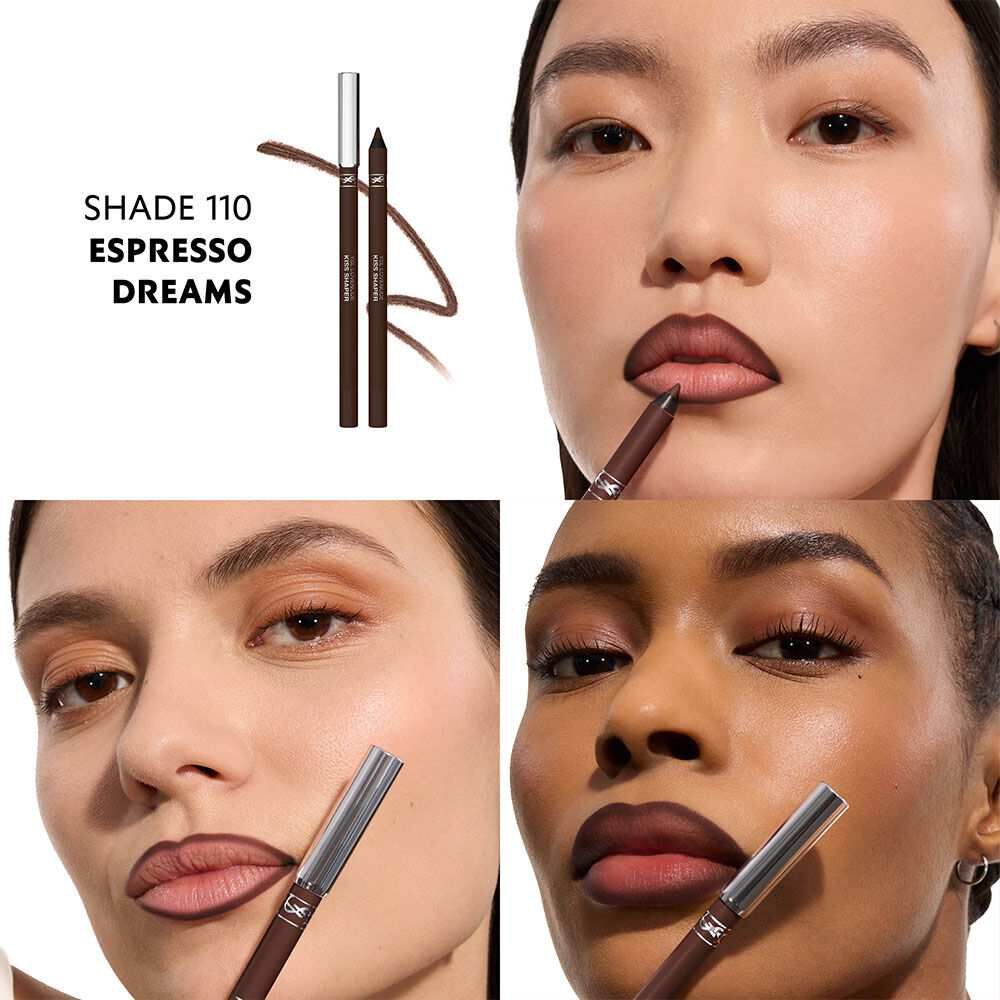 Model applying YSL LOVENUDE KISS SHAPER lip liner for sculpted nude lips.