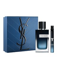 YSL Y Father's Day gift set: blue box, Y Eau de Parfum 100ml and 10ml bottles, fresh and bold fragrance.