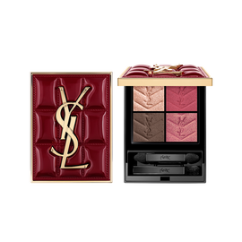 YSL Couture Mini Clutch collector edition palette with quilted burgundy case and four eyeshadow shades