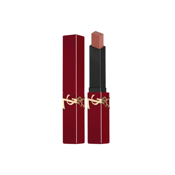 YSL The Slim Collector in shade #1961 Nude Fizz with square bullet and burgundy case.